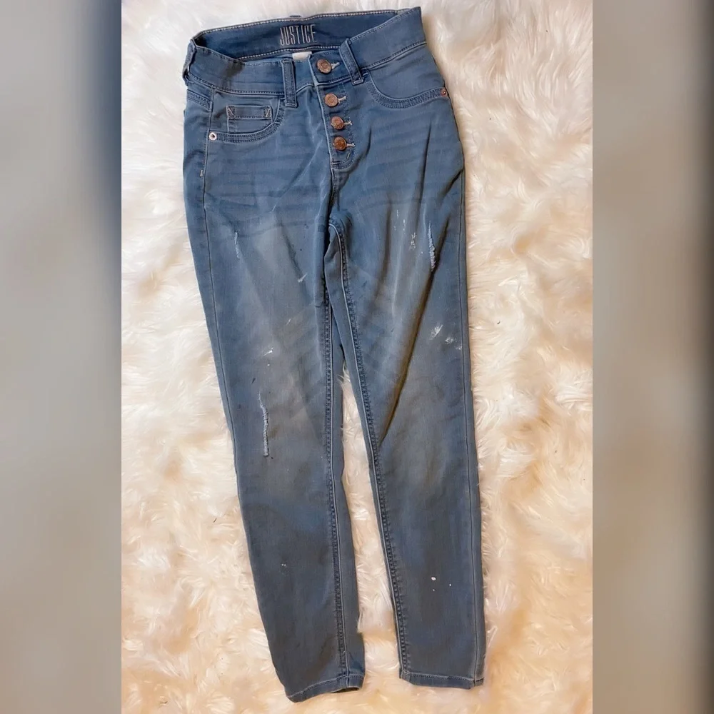 Girls Justice High Rise Jeggings Jeans 12 Distressed